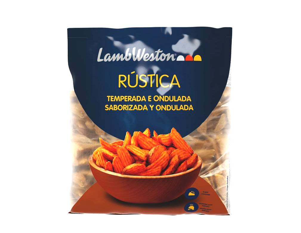 BATATA CONGELADA PRÉ FRITA COM CASCA RÚSTICA WEDGES TEMPERADA E ONDULADA LAMBWESTON 2 KG (CX 5 PCT)